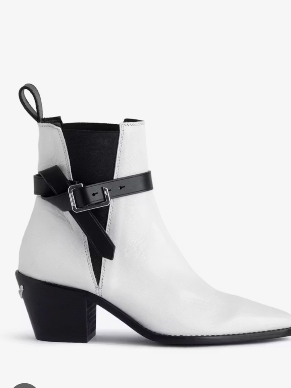 Zadig & Voltaire White Leather Ankle Boot Tyler Cecilia size 38 /7.5-8